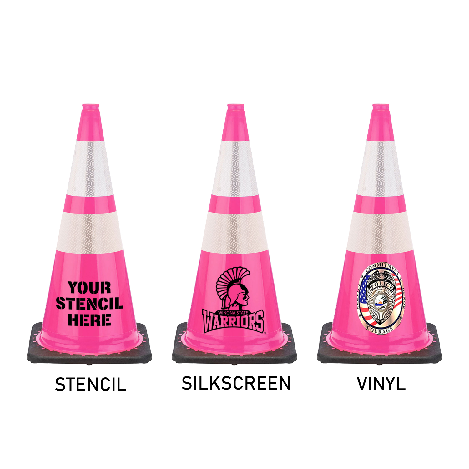 28-pink-traffic-cone-black-base-7lbs-w-6-4-3m-reflective-collar