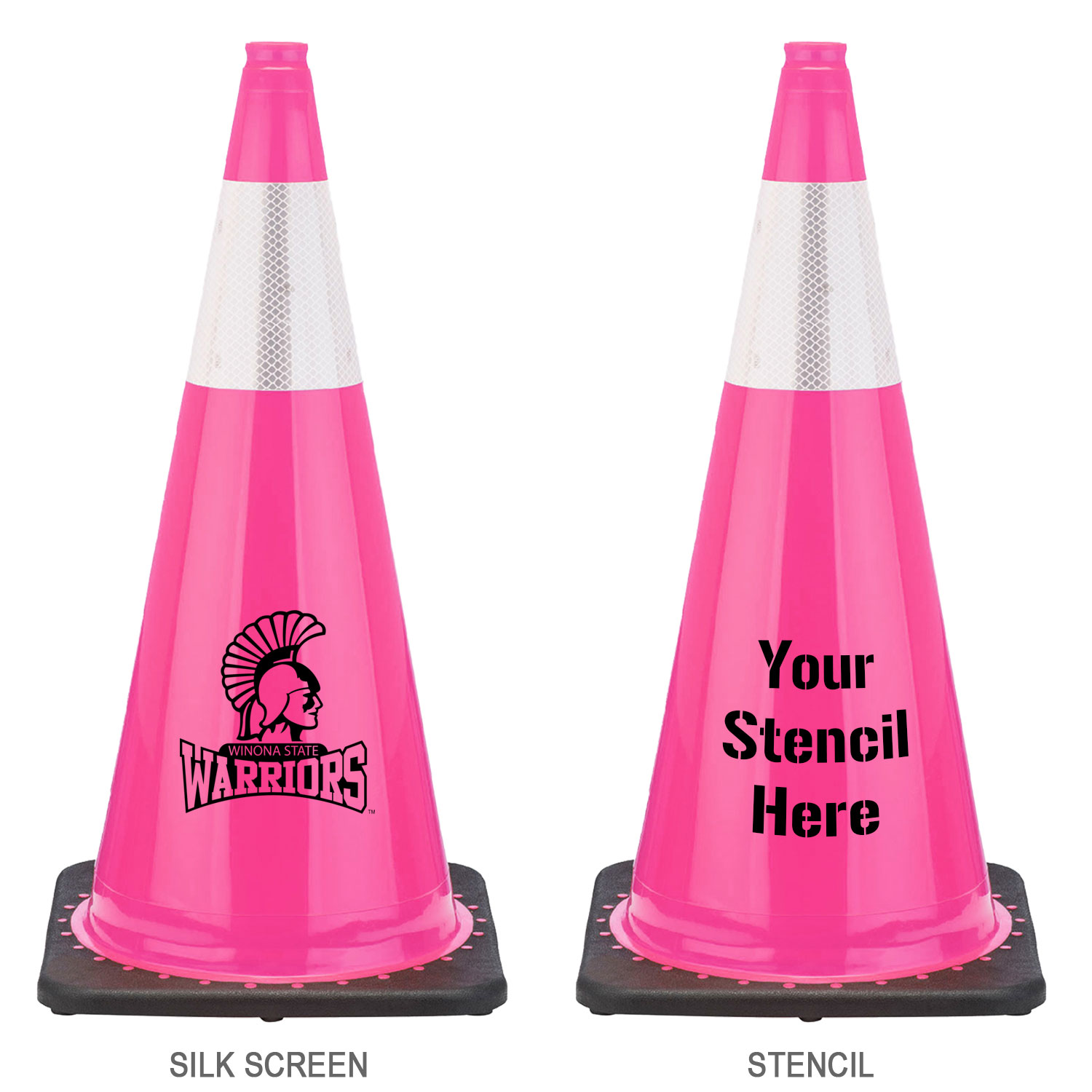 28" Pink Traffic Cone Black Base, 7lbs w/6" Reflective Collar Traffic