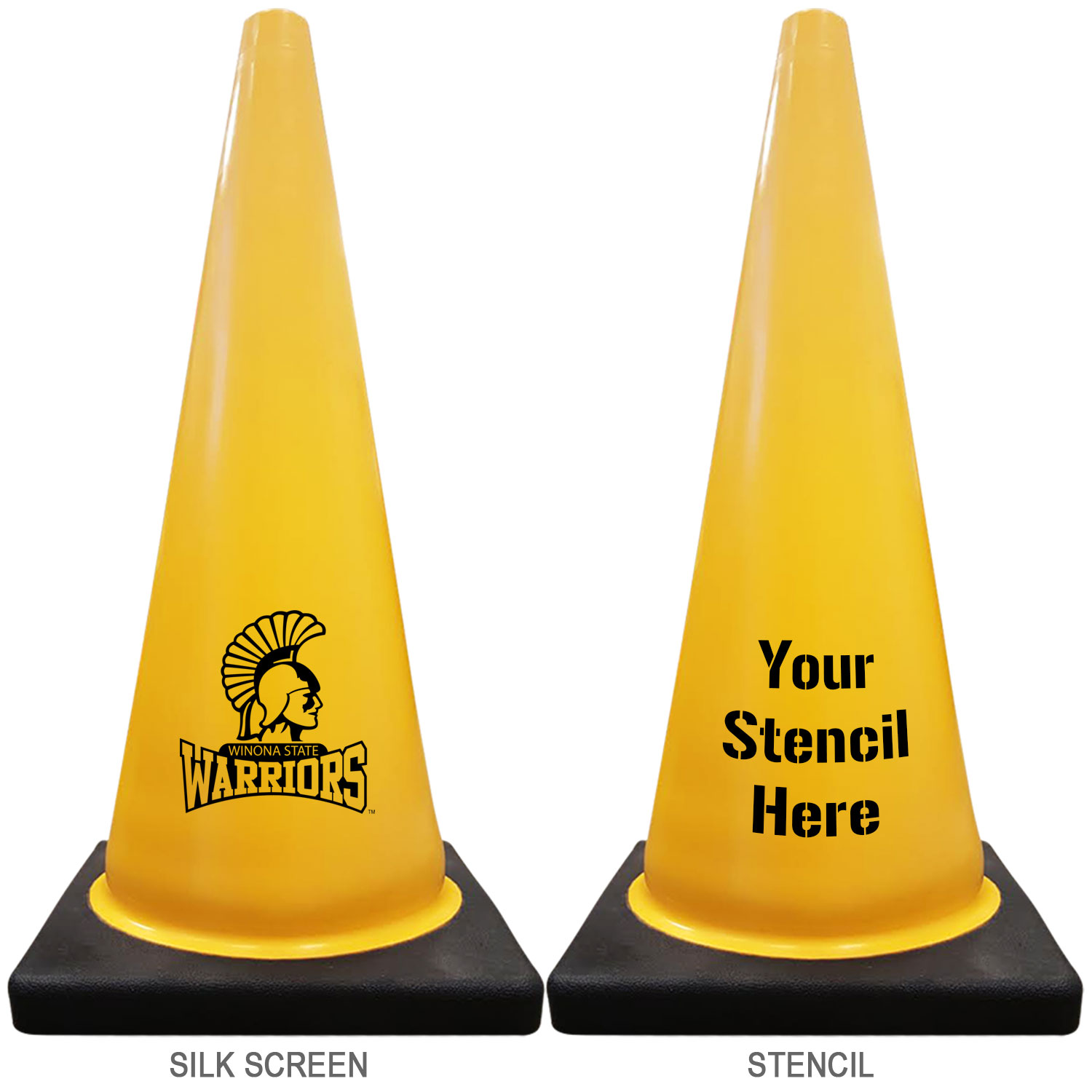 28" Yellow Traffic Cone Black Base, 7lbs Traffic Cones For Less