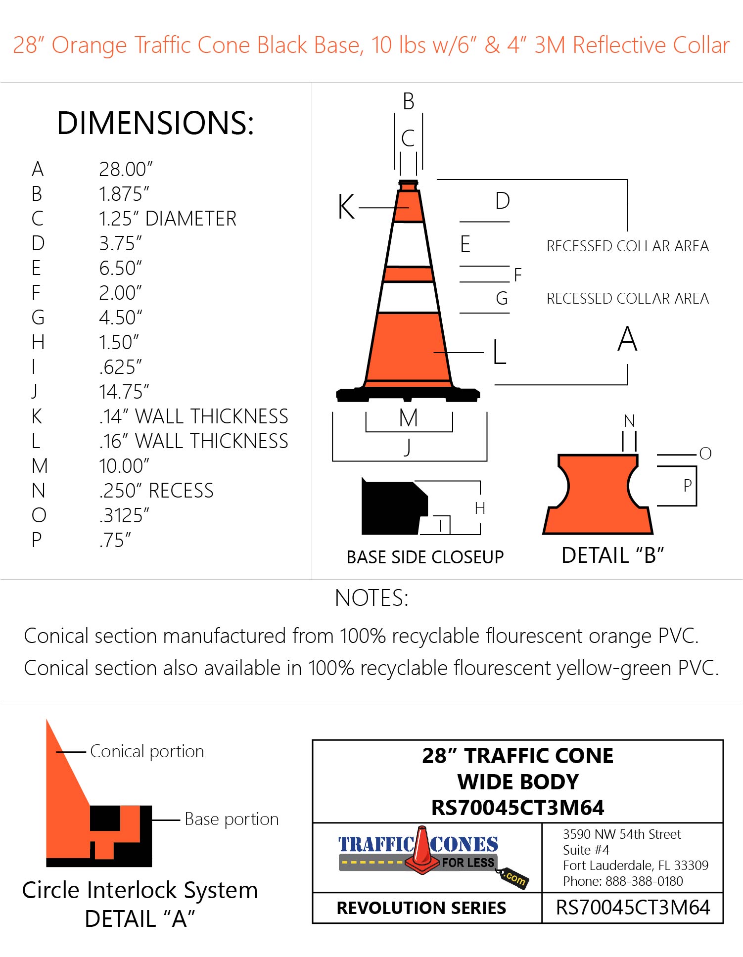 28" Double Reflective 10lb Cone Traffic Cones For Less