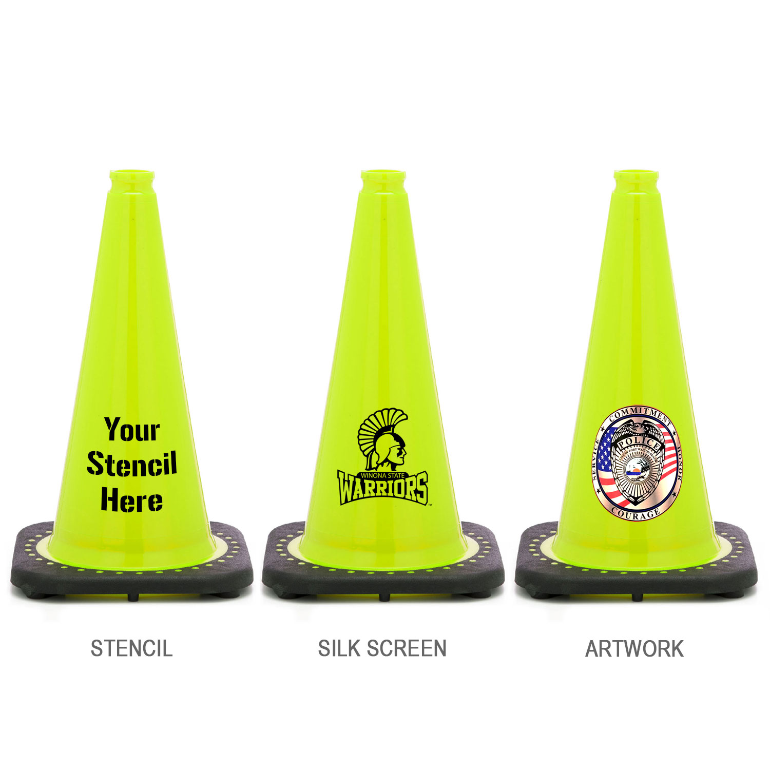 18" Lime Green Traffic Cones