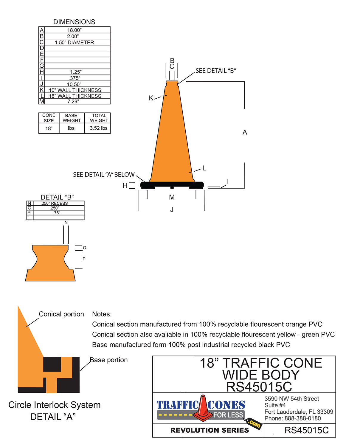 18" 3 LB. Traffic Cone Traffic Cones For Less