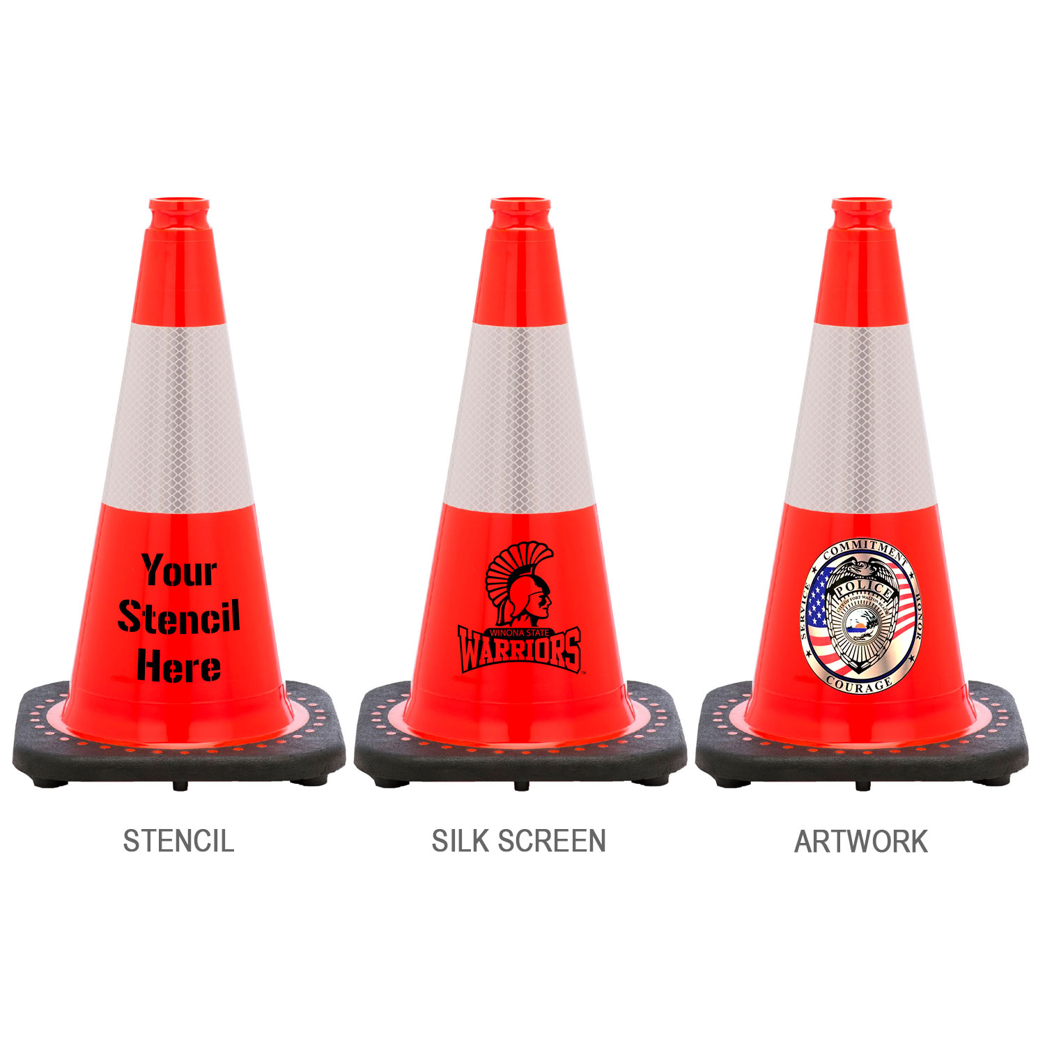 18 inch 3 LB. Traffic Cone With One 6 Inch 3M Reflective Collar