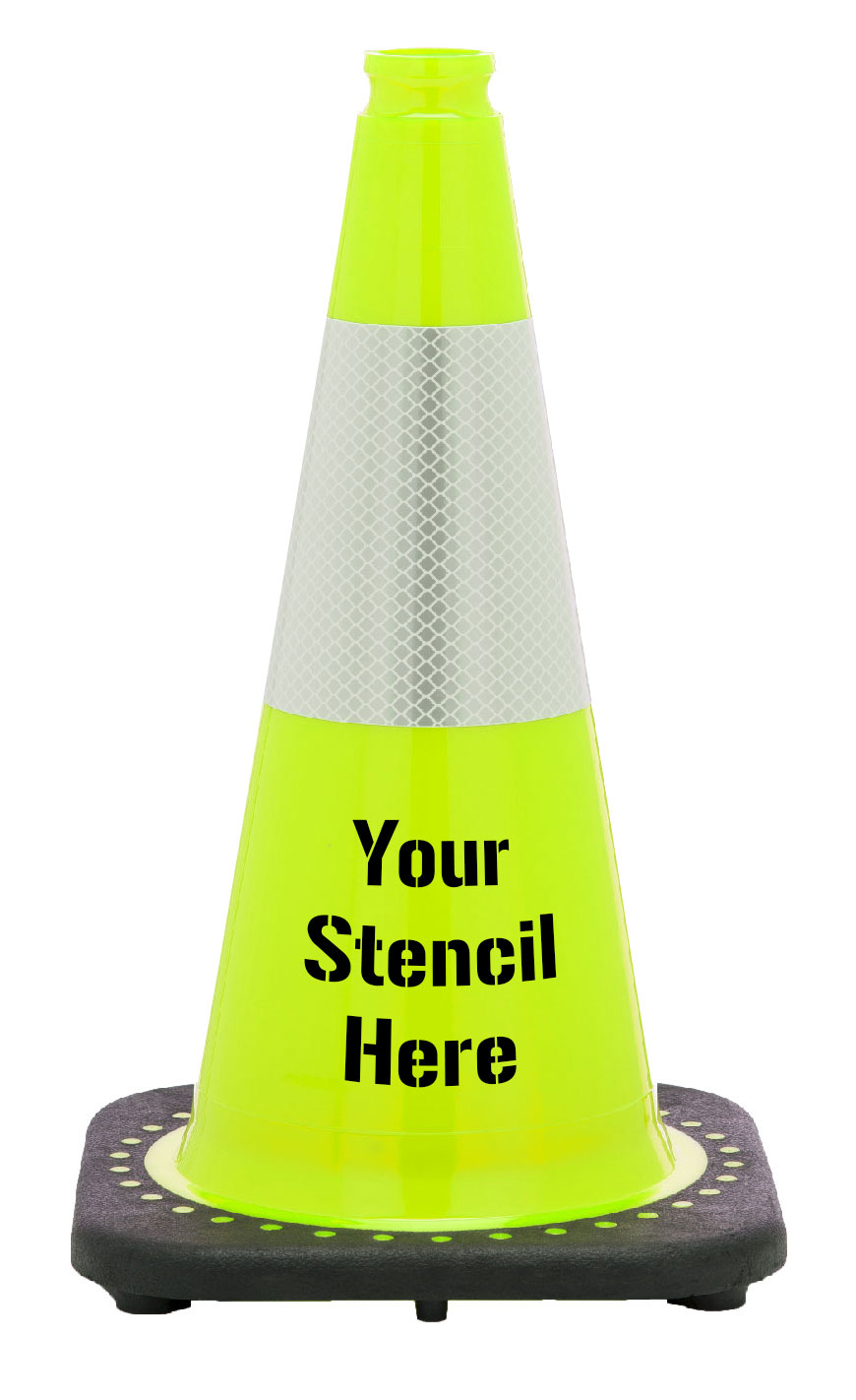 18" Lime Green Cone w/Black Base w/Reflective Collar 6" Traffic Cones