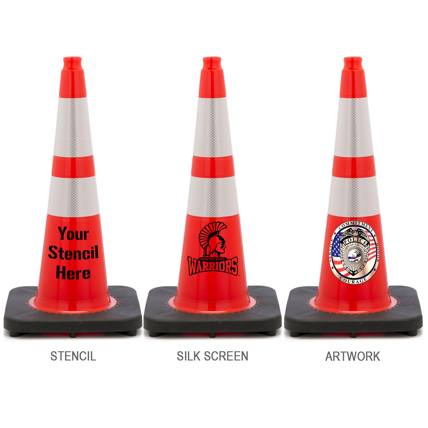 JBC Slimline Cone 28" w/ 6" & 4" Reflective Collars Traffic Cones For