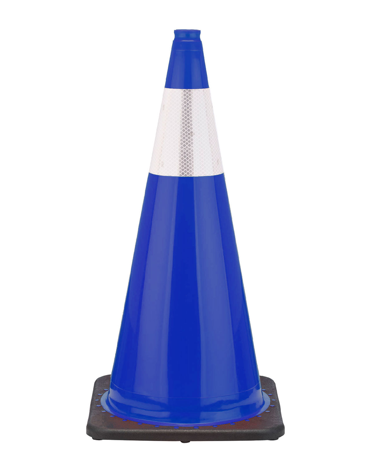 28" Blue Traffic Cone Black Base, 7lbs w/6" Reflective Collar Traffic