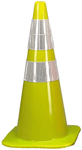 Yellow PVC 28" Traffic Cone 6" and 4" Reflective Collars