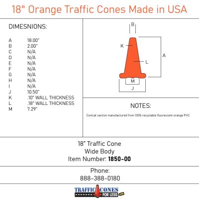 Orange SAS Safety 7500-18 Traffic SAFETY Cone 18 18 SAS Safety Corp. 