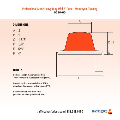 Motorcycle Training Cone 4 x 4 x 2 Traffic Cones For Less
