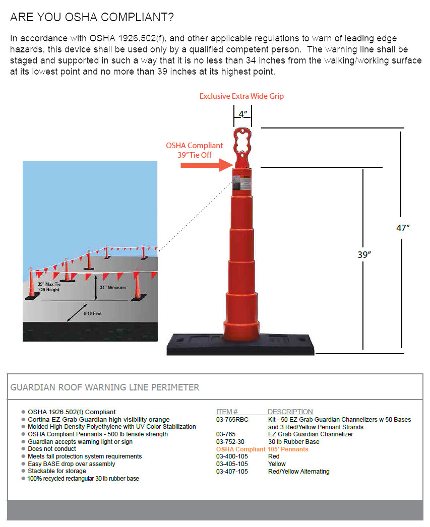 Cortina Guardian Roof Warning Line System Kit