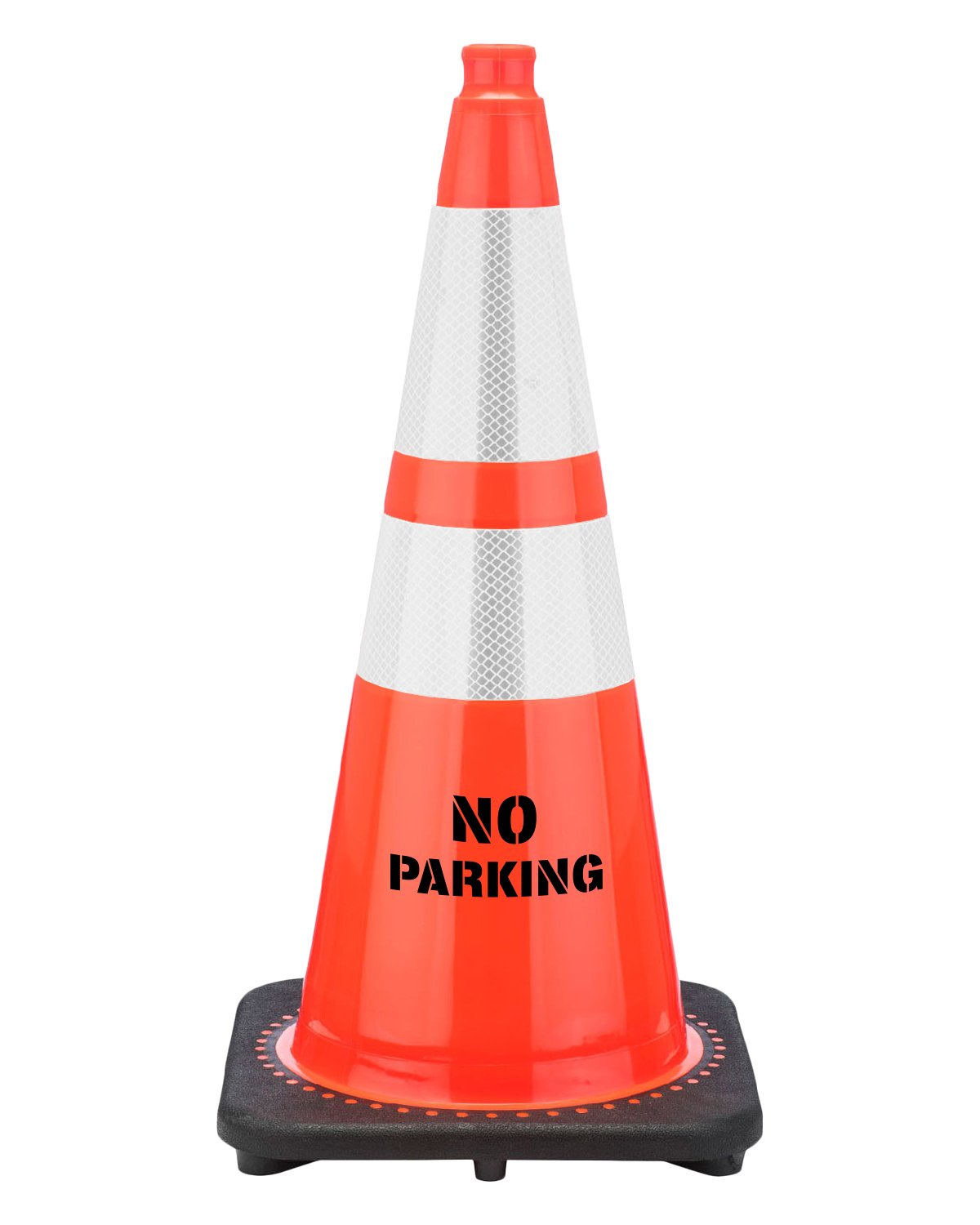 No Parking 28" Traffic Cone Black Base, 7 lbs Traffic Cones For Less