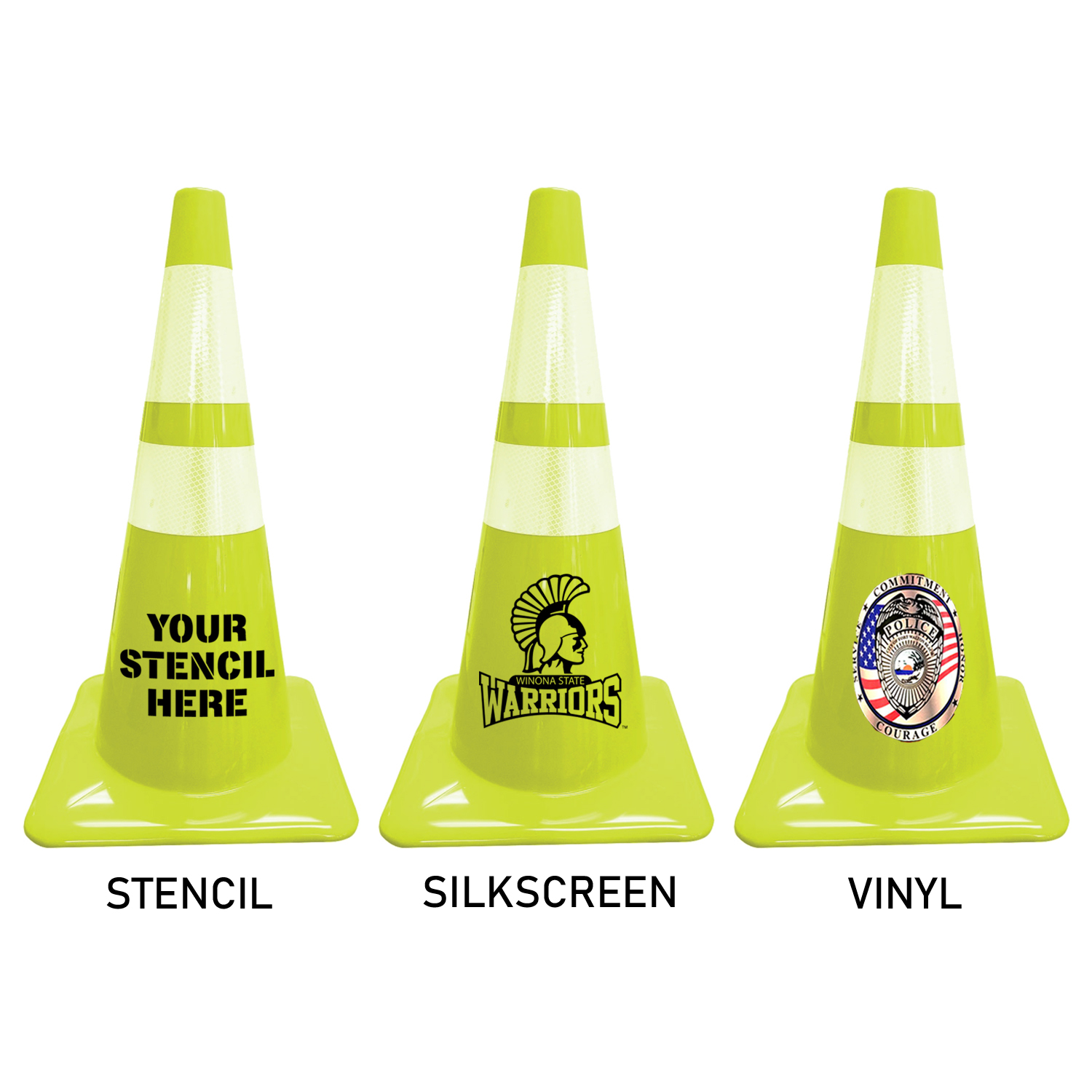 Green PVC 28" Traffic Cone with Low Reflective Colllars Traffic Cones