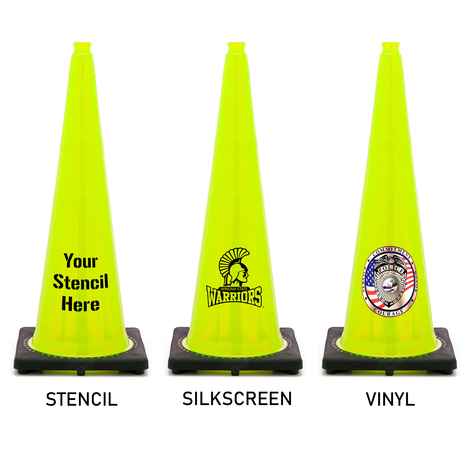 36" Lime Green Traffic Cone w/Black Base 10 Lbs Traffic Cones For Less