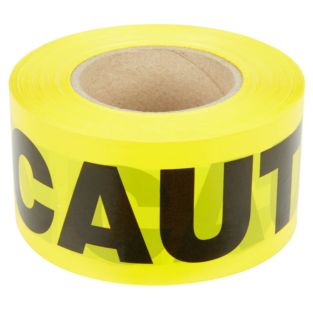 2 Mil 1000 Foot Roll Yellow CAUTION Barricade Tape 