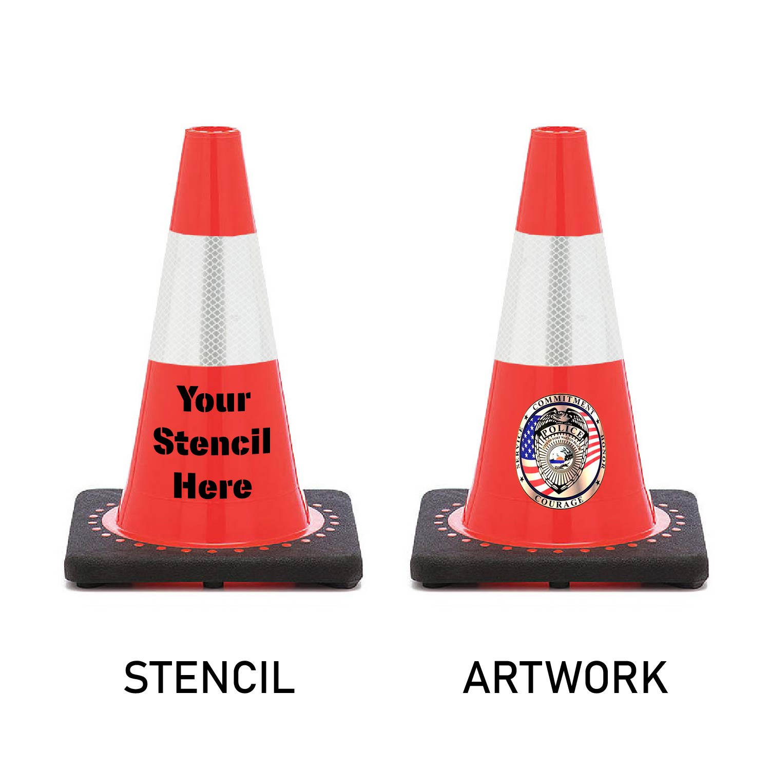 JBC 12" Orange 1.8 LB Traffic Cone w/ 4" Reflective Collar