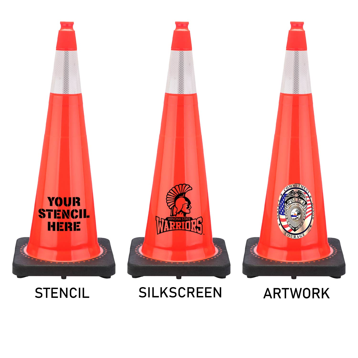 36" Orange Traffic Cone w/6" 3M Collar Traffic Cones For Less