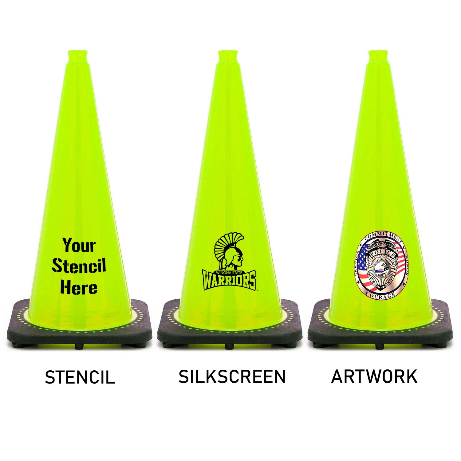 28" Lime Green Traffic Cone Black Base Traffic Cones For Less