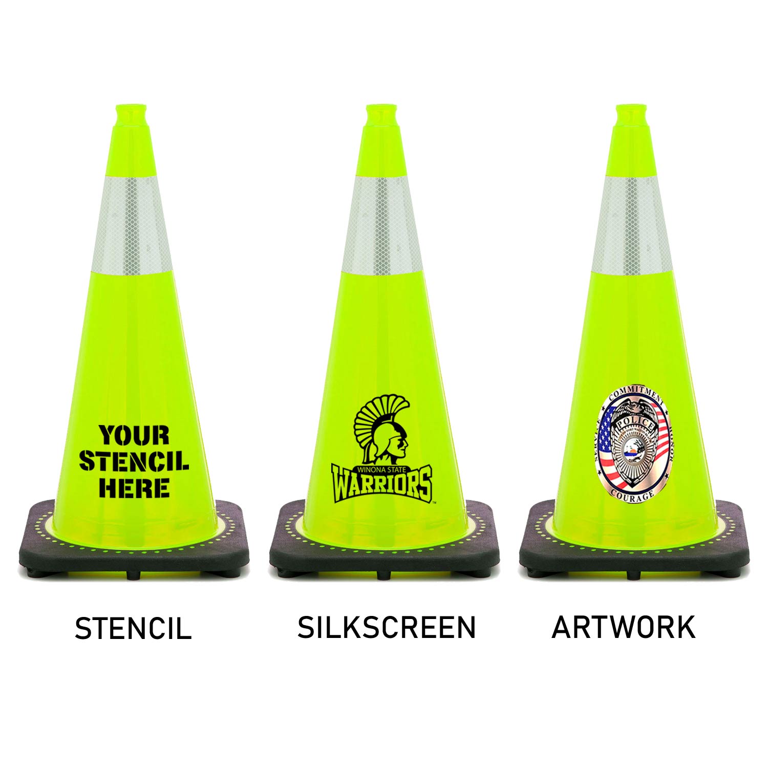 Lime Green 28 Traffic Cone w/ Reflective Collar tillescenter Cones