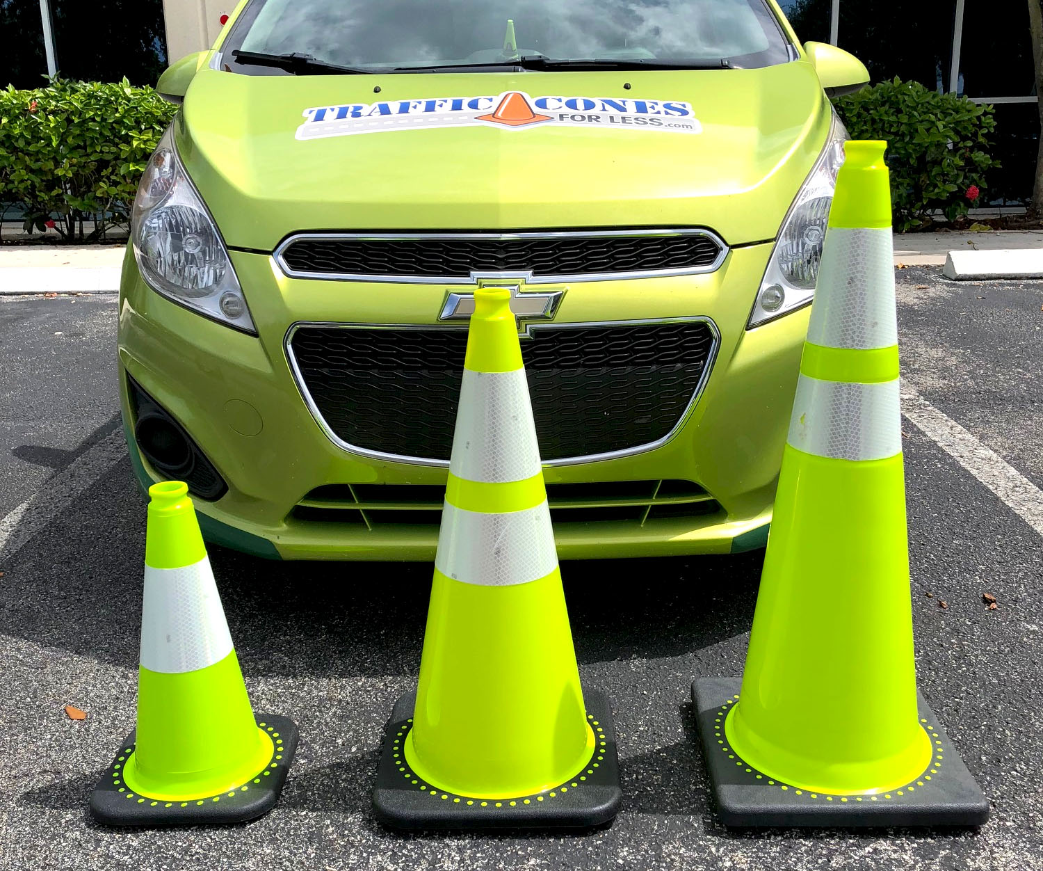 36" Lime Green Traffic Cone with Black Base 10 Lbs Traffic Cones For Less