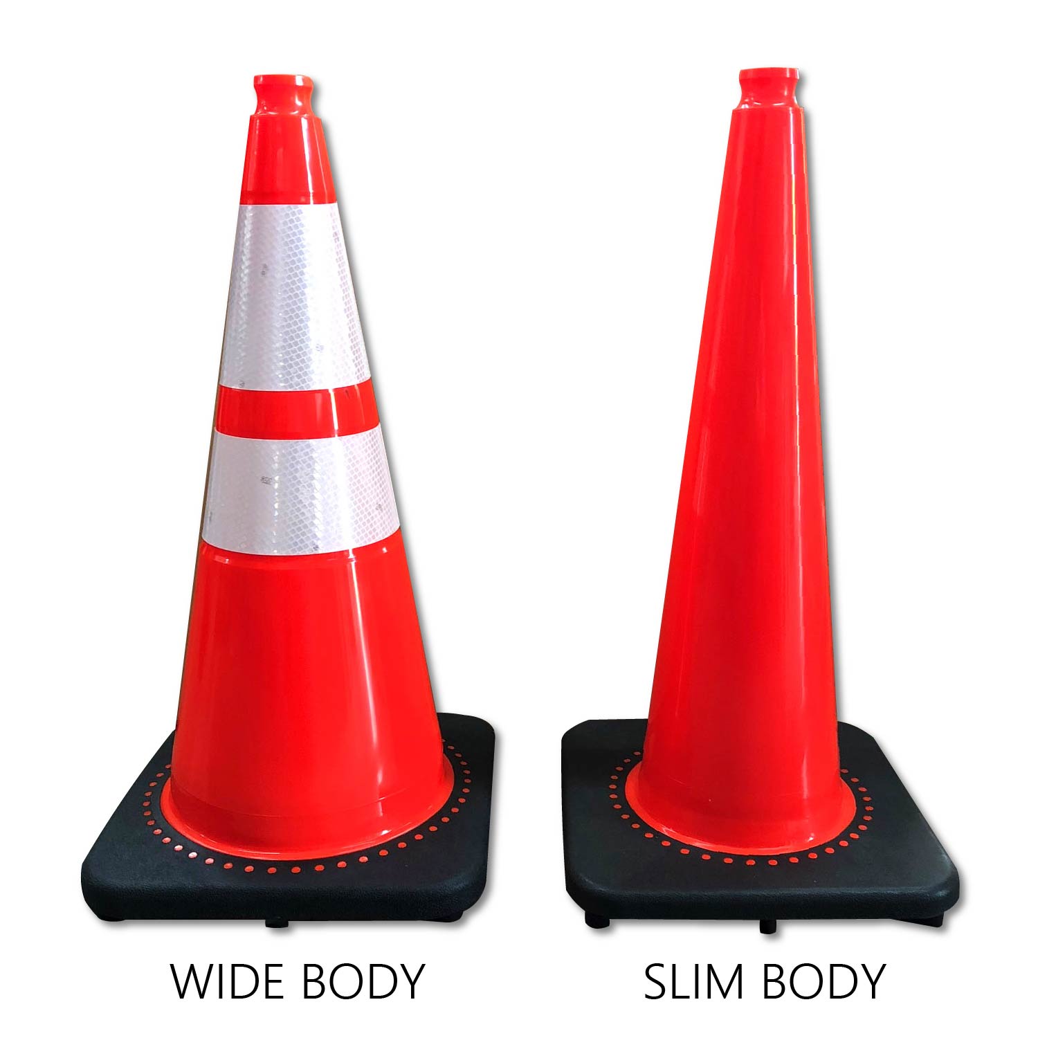 Traffic Cone-JBC 28" 7lb Wide Body w/ 4" & 6" reflective collar Package of 6