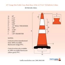 Slim Traffic Cone w/Black Base - 4