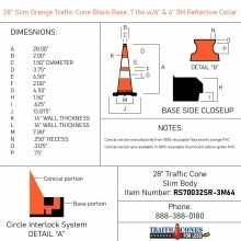 Slim Traffic Cone w/Black Base - 3