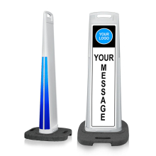 White Vertical Sign Panel w/Base Option & Custom Artwork details