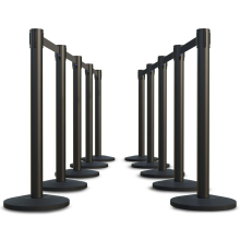 Black Finish Premium Stanchions w/Retractable Belt - 10 pack details