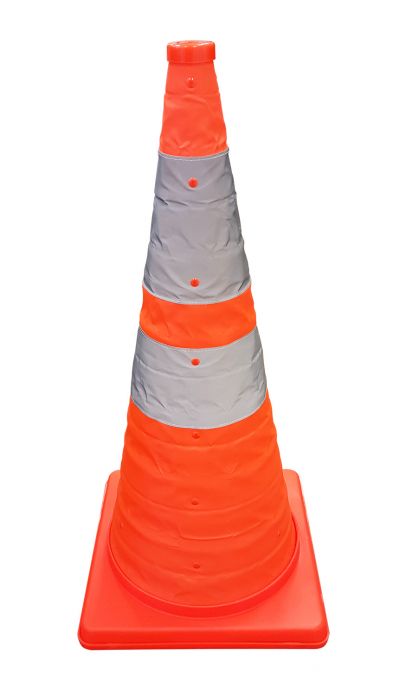 28" Orange Collapsible Pop Up Cones 6" & 4" Reflective Collar (Pack of 5)