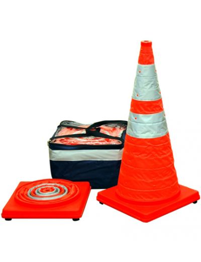 28" Orange Collapsible Pop Up Cone Kit w/LED Light 6" & 4" Reflective Collar (4 or 5 pack)