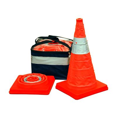 18" Orange Collapsible Pop Up Cones w/ LED Light (Pack of 4)