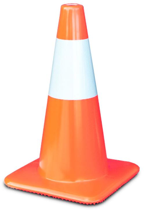 18" Orange Traffic Cone w/6" Reflective Collar, Made in USA 