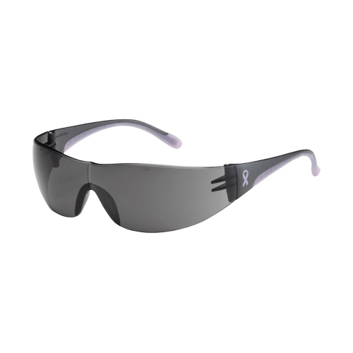 Eva Rimless Safety Glasses with Gray/Pink Temple, Gray Lens & Anti-Scratch Coating
