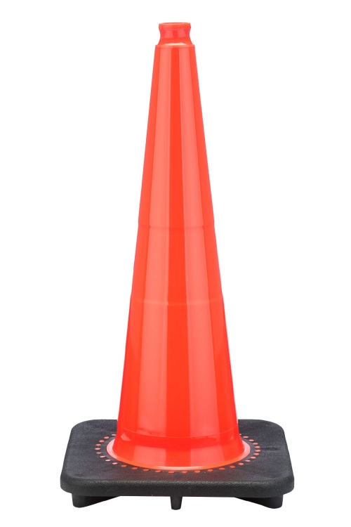 28" Slim Orange Traffic Cone Black Base, 7 lbs
