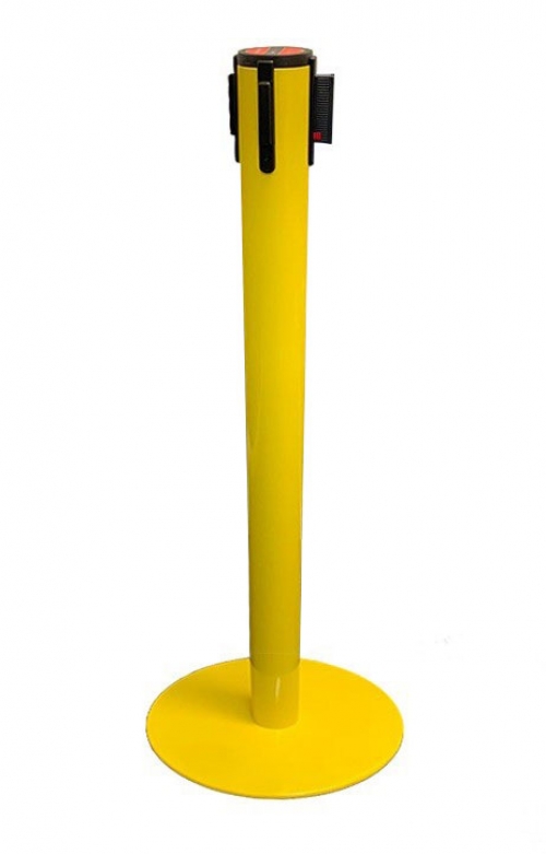Line Dividers Pro Retractable Belt Stanchion - Safety Yellow