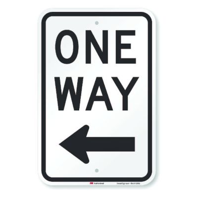 Official MUTCD One Way Traffic Sign - Left Arrow