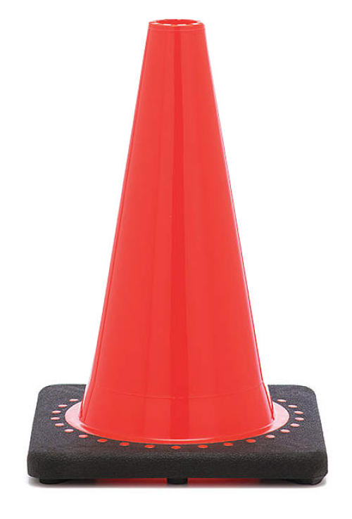 Govt Agency 12" Orange Traffic Cone, 1.5 lb Black Base 