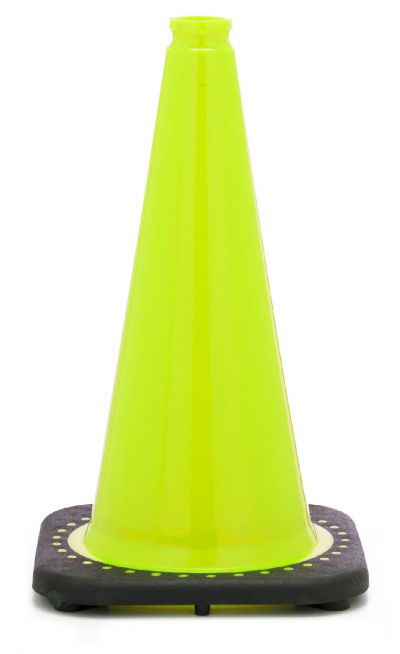 18" Lime Green Traffic Cone Black Base, 3 lbs