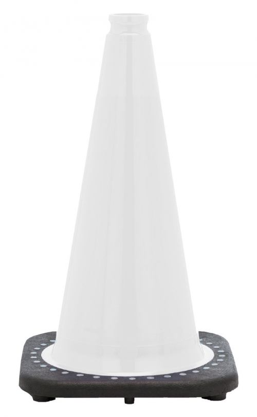 18" White Traffic Cone, 3 lb Black Base