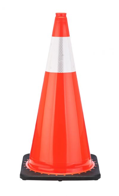 28" Orange Traffic Cone, 5.5lb Black Base w/6" Reflective Collar