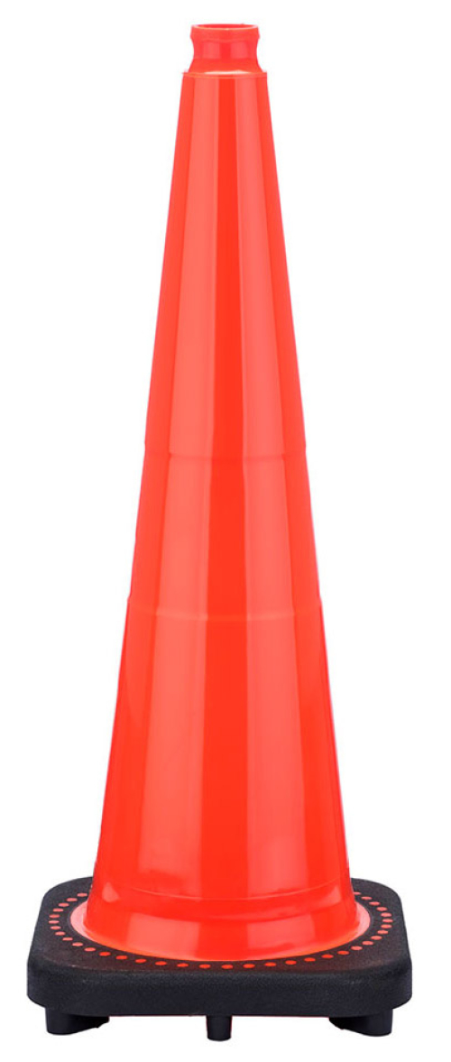28" Slim Orange Traffic Cone, 5.5 lb Black Base