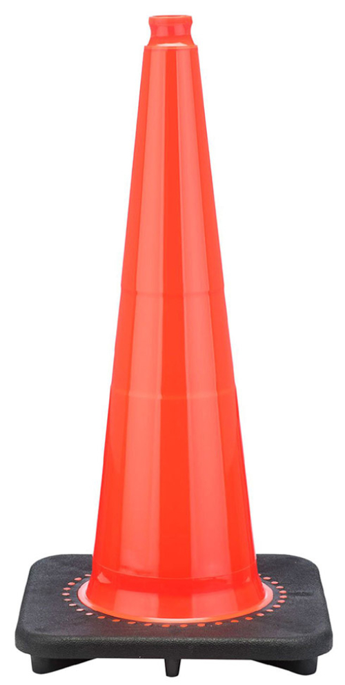 28" Slim Line Orange Traffic Cone, 10 lb Black Base