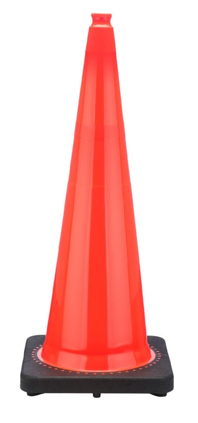 36" Orange Traffic Cone Black Base, 12 lbs