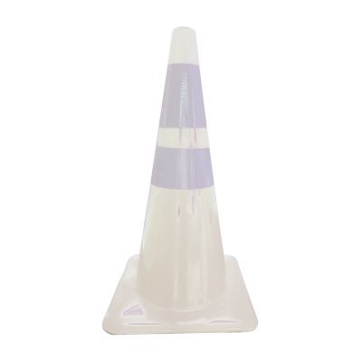 28" White Traffic Cone w/ 6" and 4" Reflective Collars