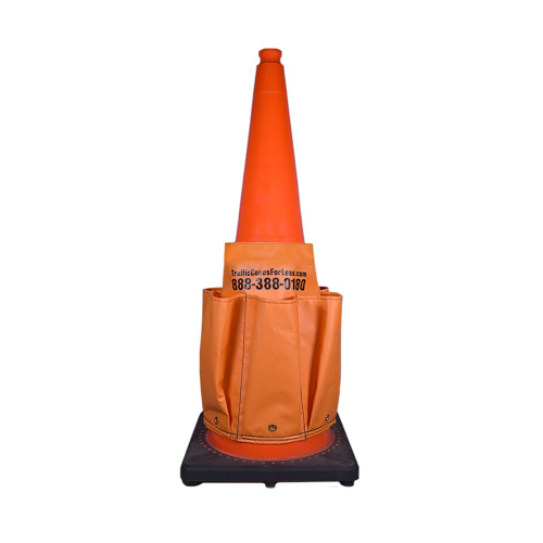 TIDTALEO Traffic Cone Message Sleeve – Orange Fabric Holder With Pockets, High Visibility, For Construction Signs, Event Warnings, Parking Management