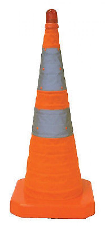 28" Orange Collapsible Pop Up Cone, w/Light 6" & 4" Reflective Collar