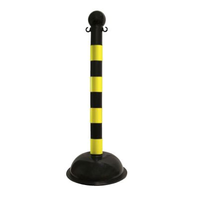 Stanchion - Heavy Duty - Black with Yellow stripes - 3' pole