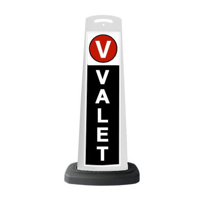 White Reflective Vertical Sign Panel w/Base Option - Valet