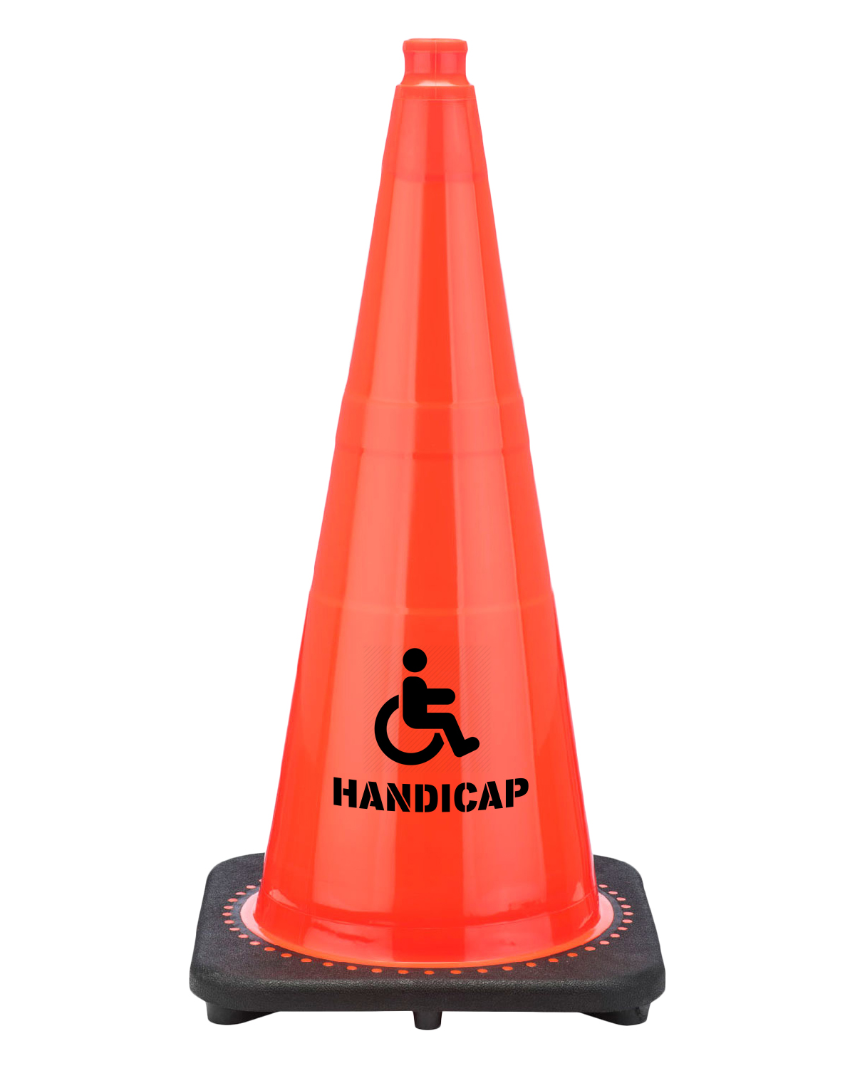 Handicap 28" Traffic Cone Black Base, 7 lbs Traffic Cones For Less