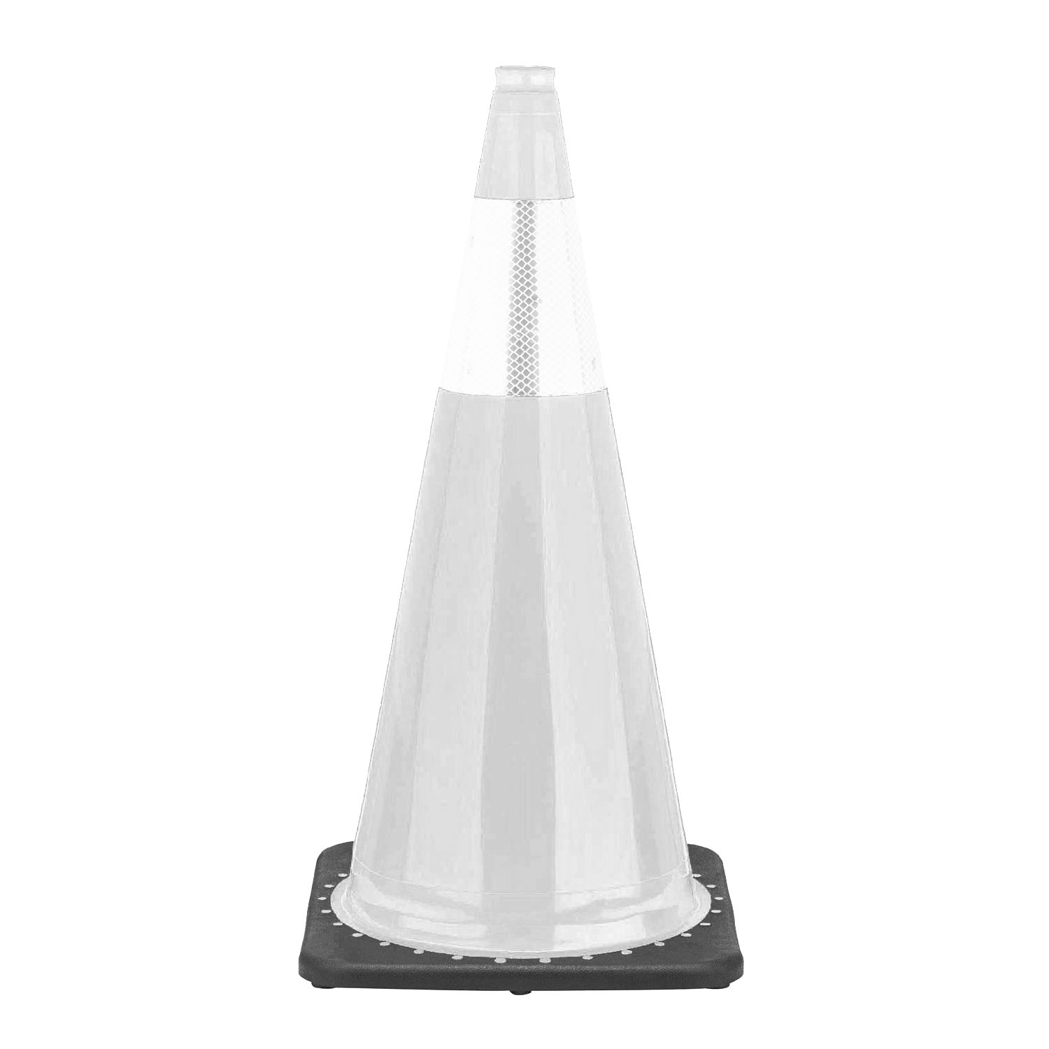 28" White Traffic Cone Black Base, 7lbs w/6" Reflective Collar